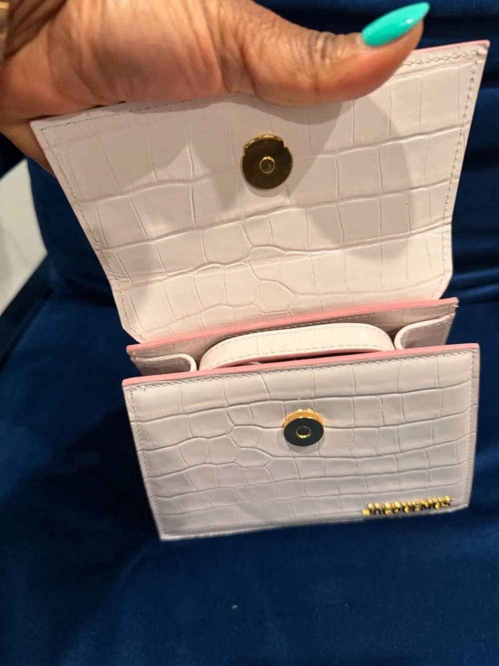 Jacquemus pale pink croc-embossed mini top-handle bag - Picture 4 of 7